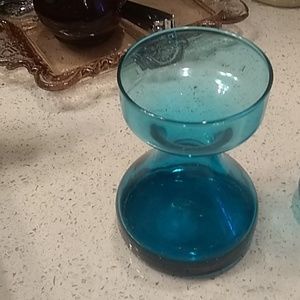 4 piece collection of bluish-green vintage glass